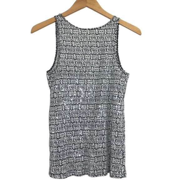 J. CREW Abstract Print Sequin Tank Size Small - Picture 2 of 6